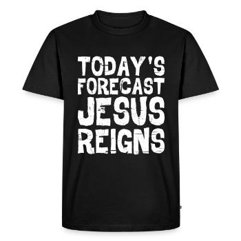 Today's Forecast, Jesus Reigns 5 - Men's Premium Organic T-Shirt - black - Front - Nico (187cm)