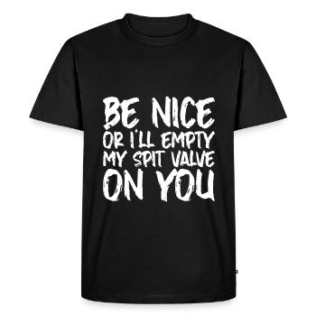 Sois gentil ou je vais vider ma valve de broche sur toi 2 - T-shirt Premium bio Homme - noir - Devant - Nico (187cm)