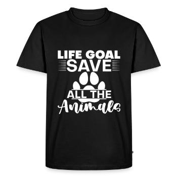 Objectif de vie, Sauver tous les animaux 4 - T-shirt Premium bio Homme - noir - Devant - Nico (187cm)