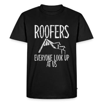Couvreurs Tout le monde nous regarde - T-shirt Premium bio Homme - noir - Devant - Nico (187cm)