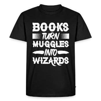 Books Turn Muggles Into Wizards - Men's Premium Organic T-Shirt - black - Front - Nico (187cm)