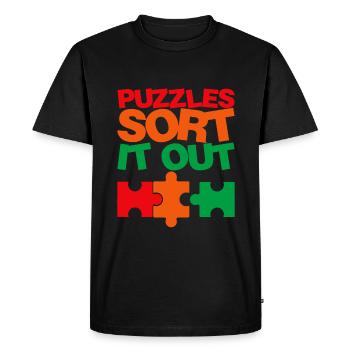 Puzzlers Sort It Out 3 - Men's Premium Organic T-Shirt - black - Front - Nico (187cm)