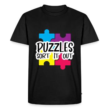 Puzzlers Sort It Out 4 - Men's Premium Organic T-Shirt - black - Front - Nico (187cm)