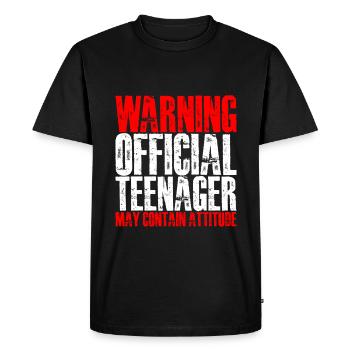 Avertissement Adolescent officiel, peut contenir une attitude - T-shirt Premium bio Homme - noir - Devant - Nico (187cm)