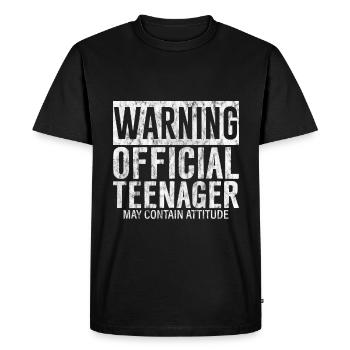 Warning Official Teenager, May Contain Attitude 2 - Men's Premium Organic T-Shirt - black - Front - Nico (187cm)