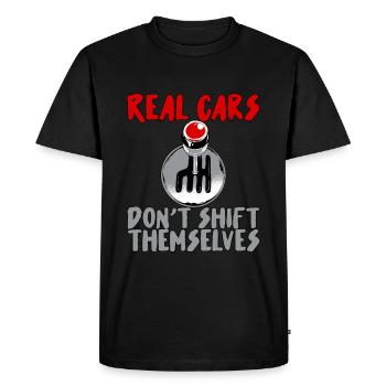 Les vraies voitures ne changent pas d’elles-mêmes - T-shirt Premium bio Homme - noir - Devant - Nico (187cm)