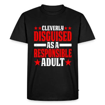 Habilement déguisé en adulte responsable - T-shirt Premium bio Homme - noir - Devant - Nico (187cm)