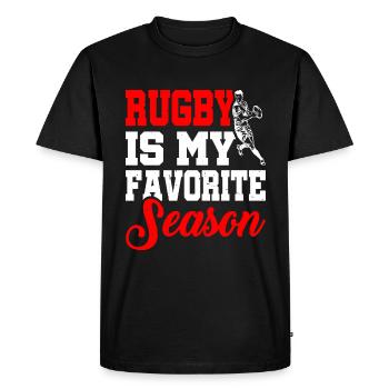 Rugby Is My Favorite Season - Men's Premium Organic T-Shirt - black - Front - Nico (187cm)