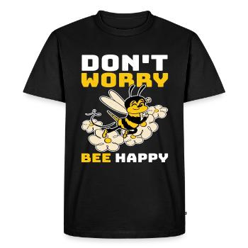 Don't Worry Bee Happy 33 - Men's Premium Organic T-Shirt - black - Front - Nico (187cm)