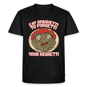 Eat Spaghetti To Forgetti Your Regretti 8 - Men's Premium Organic T-Shirt - black - Front - Nico (187cm)