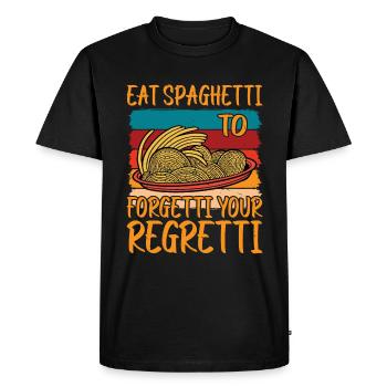 Eat Spaghetti To Forgetti Your Regretti 9 - Men's Premium Organic T-Shirt - black - Front - Nico (187cm)