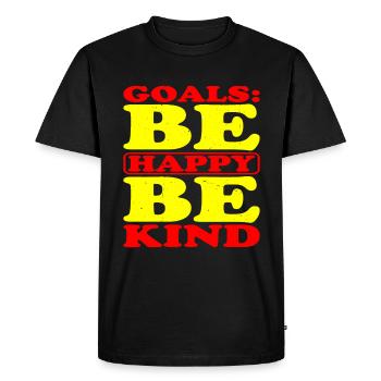 Goals Be Happy, Be Child 8 - Men's Premium Organic T-Shirt - black - Front - Nico (187cm)