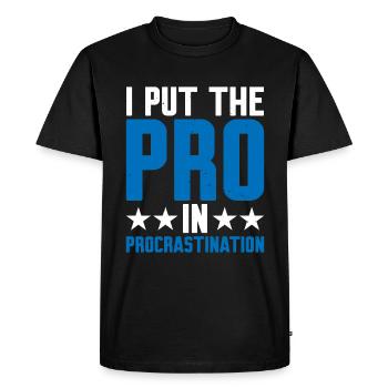 Je mets le pro dans la procrastination 9 - T-shirt Premium bio Homme - noir - Devant - Nico (187cm)