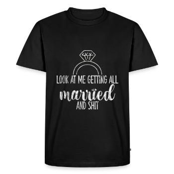 Regardez-moi me marier et merde 4 - T-shirt Premium bio Homme - noir - Devant - Nico (187cm)