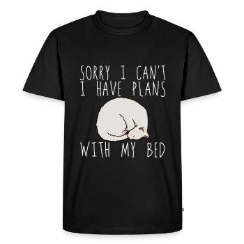 Désolé, je ne peux pas avoir de plans avec mon lit 2 - T-shirt Premium bio Homme - noir - Devant - Nico (187cm)