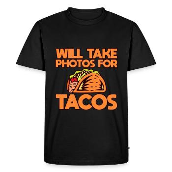 Will Take Photos For Tacos - Men's Premium Organic T-Shirt - black - Front - Nico (187cm)