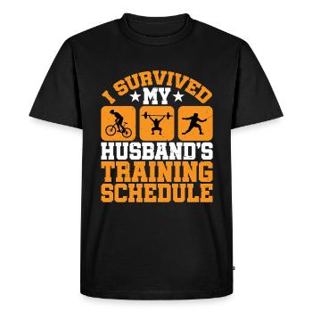 I Survived My Husband's Training Schedule 11 - Men's Premium Organic T-Shirt - black - Front - Nico (187cm)