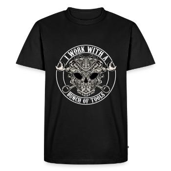 I work with a bunch of tools 11 - Men's Premium Organic T-Shirt - black - Front - Nico (187cm)