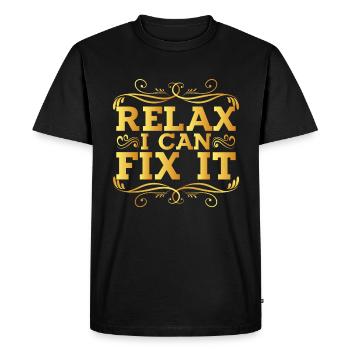 Relax I Can Fix It 9 - Men's Premium Organic T-Shirt - black - Front - Nico (187cm)