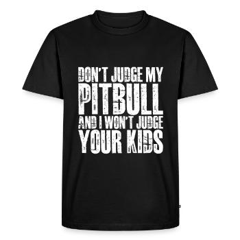 Ne jugez pas mon pitbull et je ne jugerai pas vos enfants 4 - T-shirt Premium bio Homme - noir - Devant - Nico (187cm)