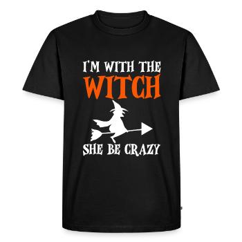 Je suis avec la sorcière, elle est folle 2 - T-shirt Premium bio Homme - noir - Devant - Nico (187cm)