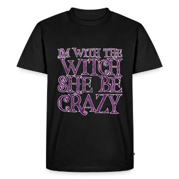Je suis avec la sorcière, elle est folle 3 - T-shirt Premium bio Homme - noir - Devant - Nico (187cm)