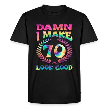 Damn I Make 70 Look Good - Men's Premium Organic T-Shirt - black - Front - Nico (187cm)