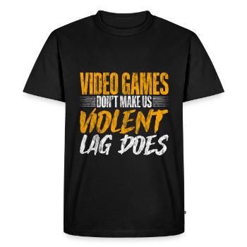 Les jeux vidéo ne nous rendent pas violents, le décalage fait 4 - T-shirt Premium bio Homme - noir - Devant - Nico (187cm)