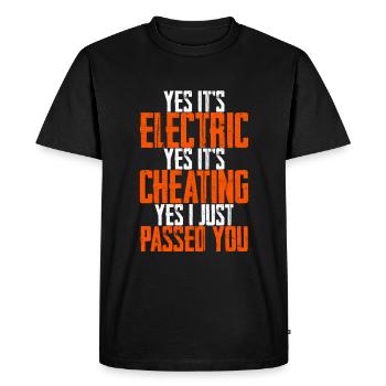 C’est électrique, c’est de la triche, je viens de te dépasser 2 - T-shirt Premium bio Homme - noir - Devant - Nico (187cm)