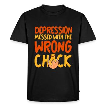 Depression Messed With The Wrong Chick - Men's Premium Organic T-Shirt - black - Front - Nico (187cm)