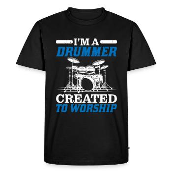 I'm A Drummer Created To Worship - Men's Premium Organic T-Shirt - black - Front - Nico (187cm)
