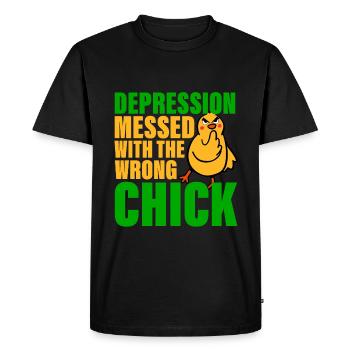 Depression Messed With The Wrong Chick 3 - Men's Premium Organic T-Shirt - black - Front - Nico (187cm)