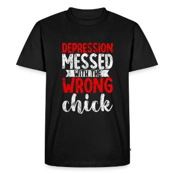 Depression Messed With The Wrong Chick 4 - Men's Premium Organic T-Shirt - black - Front - Nico (187cm)