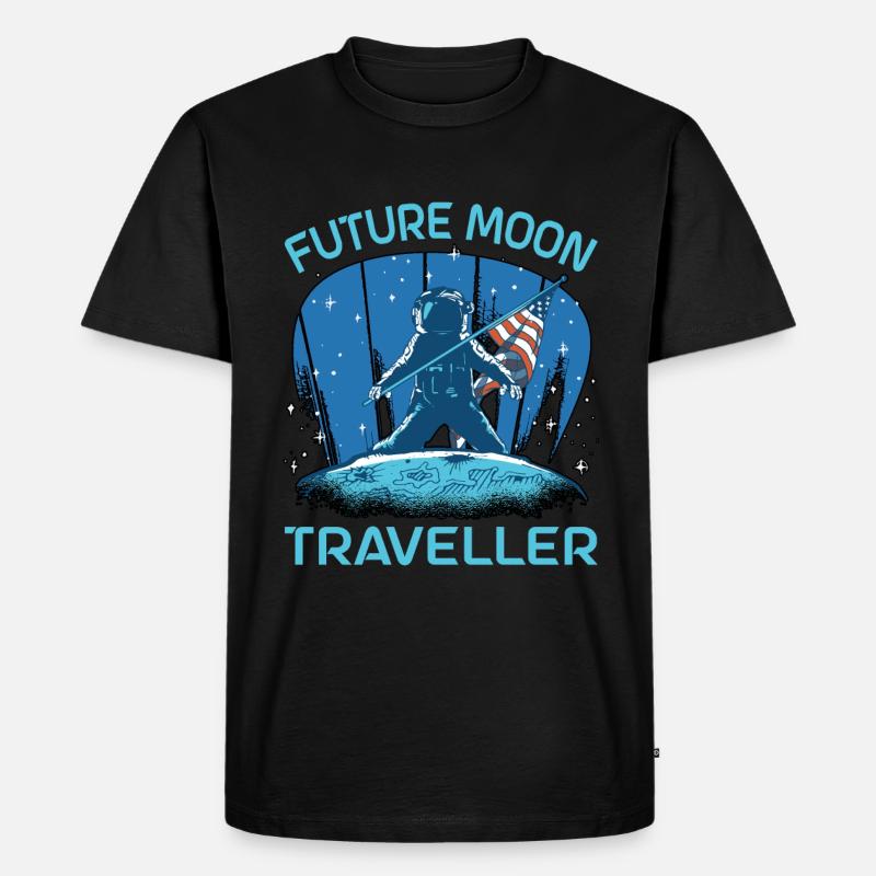 Future Moon Traveller - Männer Premium Bio T-Shirt - Schwarz