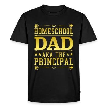 Papa de l’école à la maison aka le directeur - T-shirt Premium bio Homme - noir - Devant - Nico (187cm)