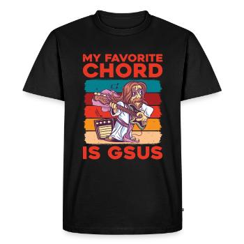 My Favorite Chord Is Gsus - Men's Premium Organic T-Shirt - black - Front - Nico (187cm)
