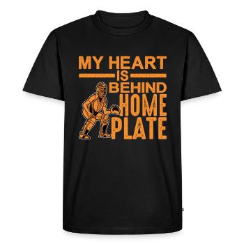 My Heart Is Behind Home Plate 2 - Men's Premium Organic T-Shirt - black - Front - Nico (187cm)