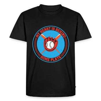 My Heart Is Behind Home Plate - Men's Premium Organic T-Shirt - black - Front - Nico (187cm)