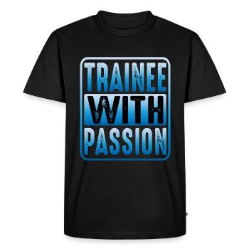 Trainee With Passion - Men's Premium Organic T-Shirt - black - Front - Nico (187cm)