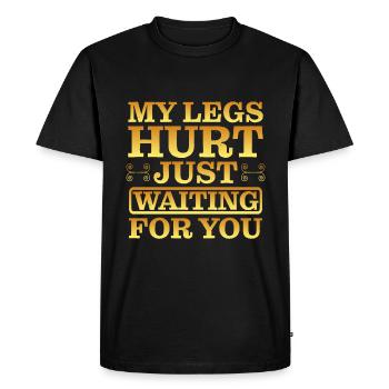 J’ai mal aux jambes juste en t’attendant 10 - T-shirt Premium bio Homme - noir - Devant - Nico (187cm)