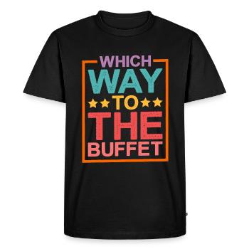 Which Way To The Buffet 15 - Men's Premium Organic T-Shirt - black - Front - Nico (187cm)