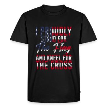 Je me tiens fièrement pour le drapeau agenouillé pour la croix 3 - T-shirt Premium bio Homme - noir - Devant - Nico (187cm)