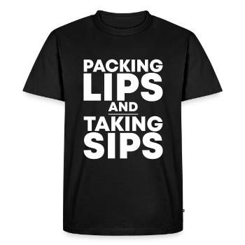 Emballer les lèvres et prendre des gorgées 2 - T-shirt Premium bio Homme - noir - Devant - Nico (187cm)