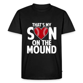 C’est mon fils sur le monticule - T-shirt Premium bio Homme - noir - Devant - Nico (187cm)