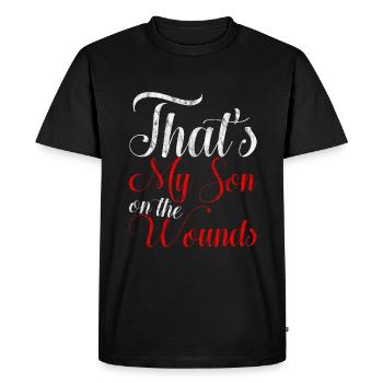 C’est mon fils sur le monticule 3 - T-shirt Premium bio Homme - noir - Devant - Nico (187cm)