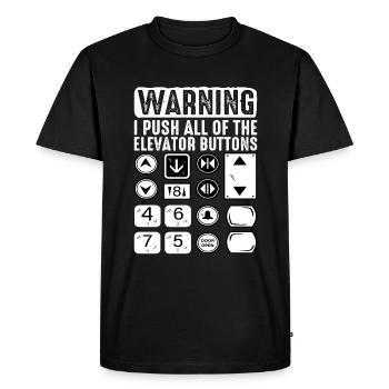 Avertissement J’appuie sur tous les boutons de l’ascenseur 8 - T-shirt Premium bio Homme - noir - Devant - Nico (187cm)