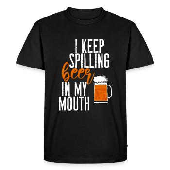 Je continue à renverser de la bière dans ma bouche 2 - T-shirt Premium bio Homme - noir - Devant - Nico (187cm)
