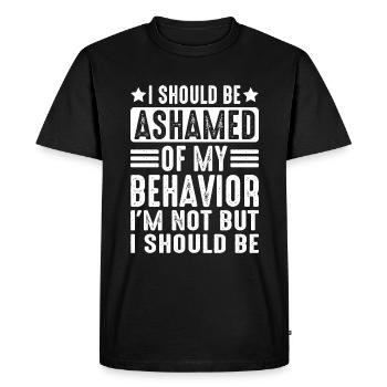 Je devrais avoir honte de mon comportement - T-shirt Premium bio Homme - noir - Devant - Nico (187cm)