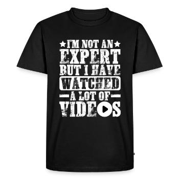 Pas un expert mais j’ai regardé beaucoup de vidéos - T-shirt Premium bio Homme - noir - Devant - Nico (187cm)