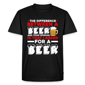 La différence entre une bière et votre opinion 2 - T-shirt Premium bio Homme - noir - Devant - Nico (187cm)